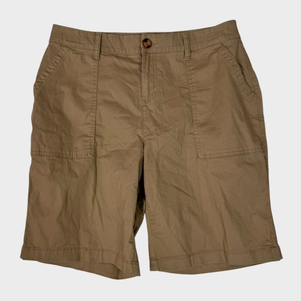 Style & Co Womens Size 12 Stone Beige Bermuda Utility Shorts Cotton Blend